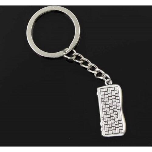 New Fashion Men 30mm Keychain DIY Metal Holder Chain Vintage Computer Keyboard Mouse Silver Color Pendant Gift