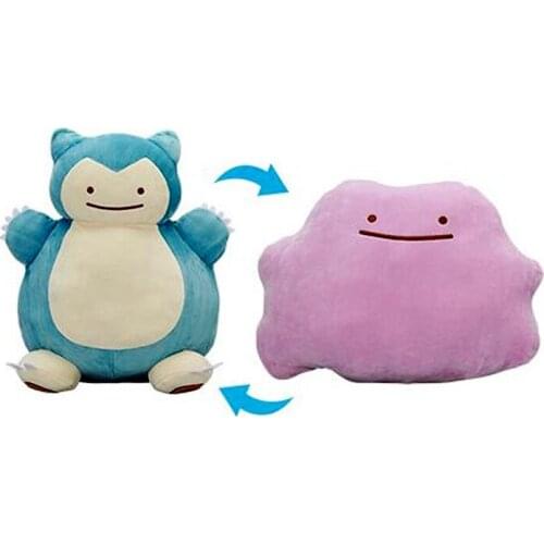 Pokemon 33CM Ditto Snorlax Inside-Out Cushion Plush Toys Cute Cartoon Soft Stuffed Dolls for Children Kids Gifts