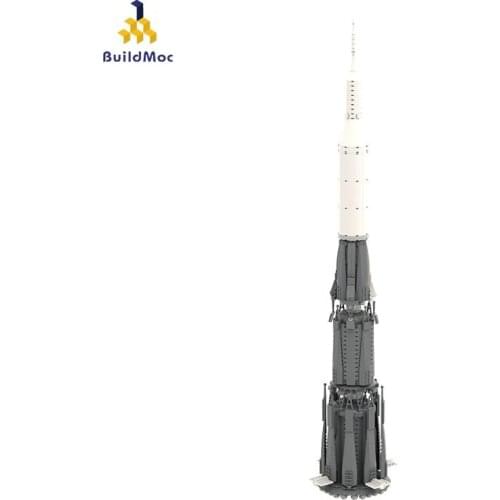 Buildmoc Aviation Rocket Soviet N1 Moon Rocket, Saturn V Scale Modular Spaceship Building Block Model Children Toy Birthday Gift