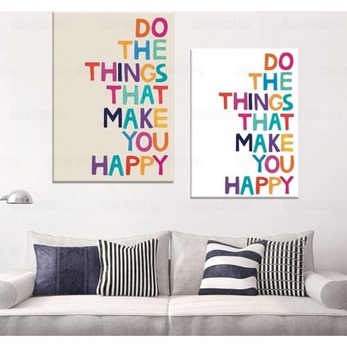Happiness Quote Print / Motivational Quotes Poster / Happy Inspirational Saying / Wall Art Prints canvas painting Home Decor