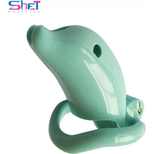 Plastic Male Chastity Devices Cock Cage For Men Breathable Penis Ring with 4 size ring dolphin shape Cock Lock Sex Products