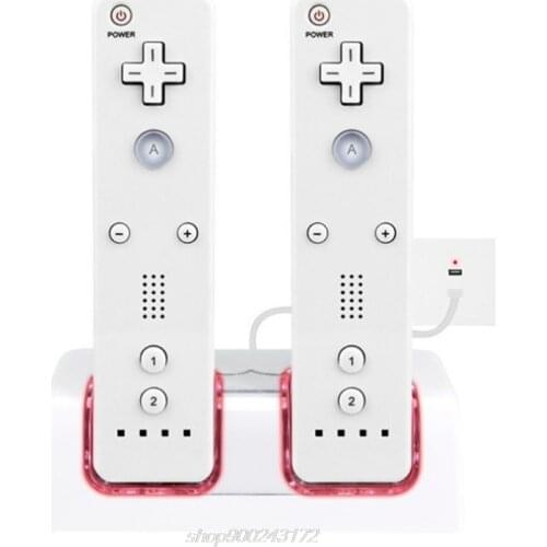 ABS Stable and Noiseless Dual Charging Station White for Wii Controller with 2800MAH Rechargeable Batteries J15 21 Dropship