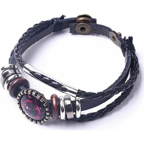 12 Constellation Bracelets Luminous Bracelet Zodiac Horoscope Braided Leather Bangle Men Women Jewelry Wrist Gift