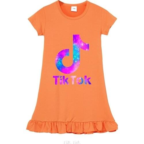 Tik Tok Girls dress long sleeve cotton childrens clothing autumn spring new Tik Tok cartoon girl dresses