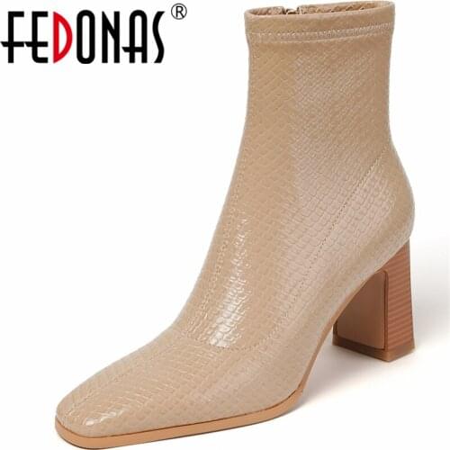 FEDONAS Elegant Mature Fashion Female Autumn Winter Women Ankle Boots Concise Office Lady Party Casual High Heels Shoes Woman