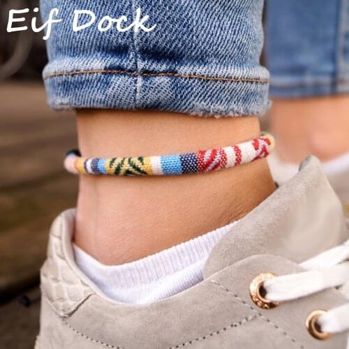 Multicolor Stackable Ethnic Anklet Bohemian Jewelry For Women Adjustable Rope Chain Ankle Chain Summer Beach Leg Foot Chain