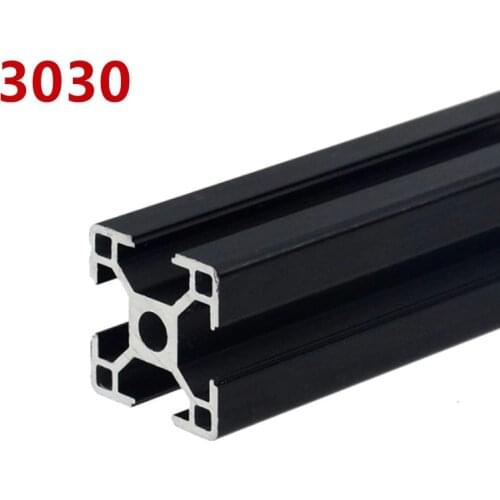 1PC 3030 Black European Standard Anodized Aluminum Profile Extrusion 100-500mm Length Linear Rail for CNC 3D Printer