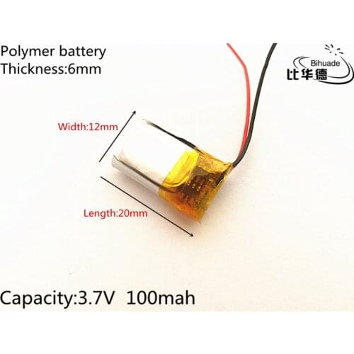 1pcs/lot 3.7V 100mAh 601220 Lithium Polymer Li-Po li ion Rechargeable Battery cells For Mp3 MP4 MP5 GPS PSP mobile bluetooth