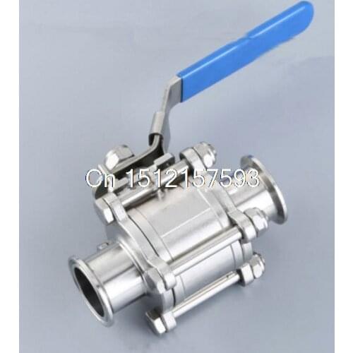 1pcs 1.5 OD:38MM Sanitary stainless steel 3 Piece Triclamp ball valve SS304