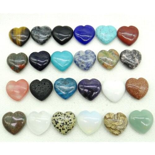 25 * 25 * 10Mm Natural Gemstone Quartz Crystal tiger eye Heart Pendants Diy Jewelry Making Necklace Accessories No Hole 12Pcs