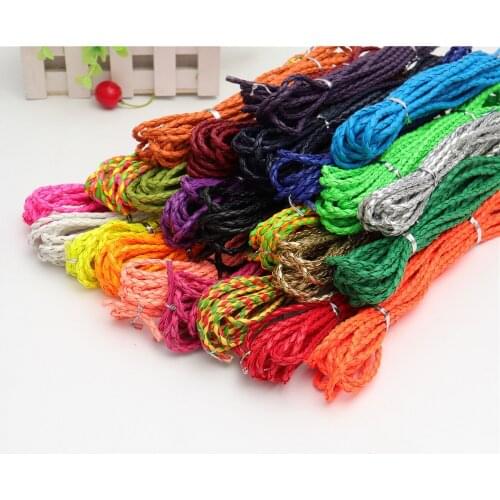 PU Round Leather Cords 4mm 4-strand Braided Bracelet DIY Rope String 5meters/pcs Rope Jewelry Findings Accessories ds222