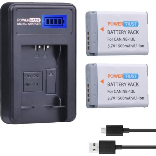 2Pcs NB-13L NB 13L NB13L Battery + LCD USB Charger for Canon PowerShot G5X G7X G9X G7 X Mark II G9 X,SX620 SX720 SX730 HS