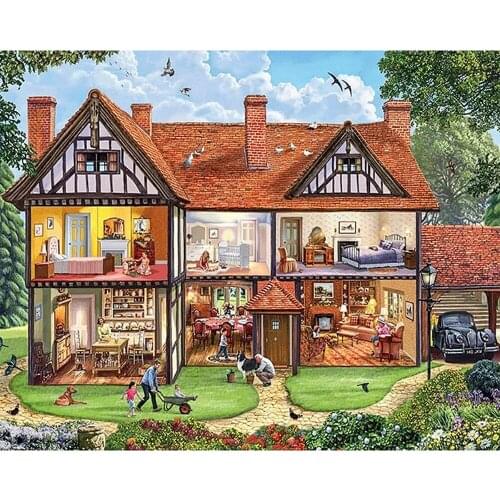 5D DIY Full Square Round Resin Diamond Painting "Villa" Cross Stitch Embroidery Mosaic New Arrival Fall Decor Home Decoration