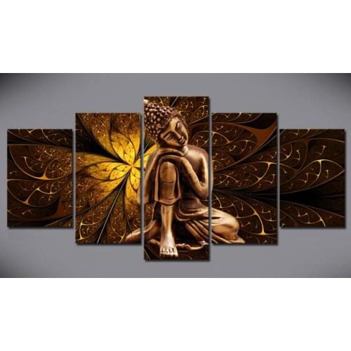 5d DIY diamond painting Abstract leaf,Gold Buddha full square round diamond embroidery sale crystal diamond mosaic icons 5 pcs