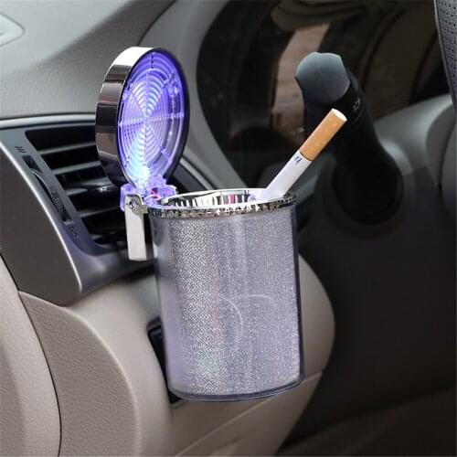 Car Ashtray Colorful LED Lights Creative Car Air Outlet Suspension With Cover Smokeless Flame Retardant Ashtray Cigarette Tool