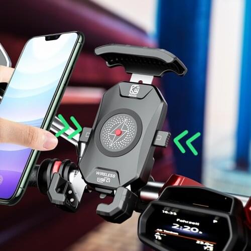 15W Qi Wireless and USB Charger, Phone Holder GPS Phone Mount for Motorcycle Handlebar phone accessories