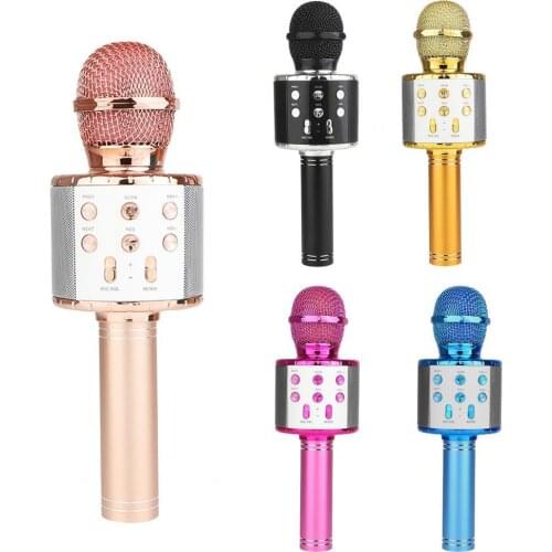 Wireless Karaoke Microphone Bluetooth Handheld Portable Speaker Home KTV Player with Dancing LED Lights Record Function for Kids