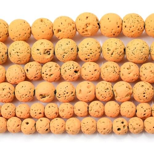 Natural Stone Beads Round Orange Lava Loose Spacer Bead for Jewelry Making DIY Charm Bracelet Earrings Accessories 4/6/8/10/12mm