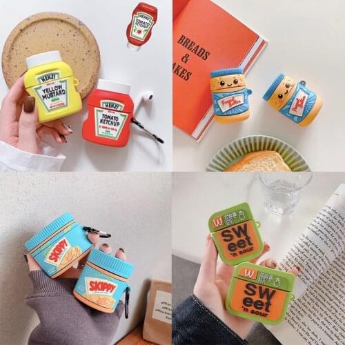 For AirPod 1/2/pro Case 3D Tomato Ketchup Cartoon Soft Silicone Wireless Earphone Cases For Apple Airpods Case Cute Cover Funda