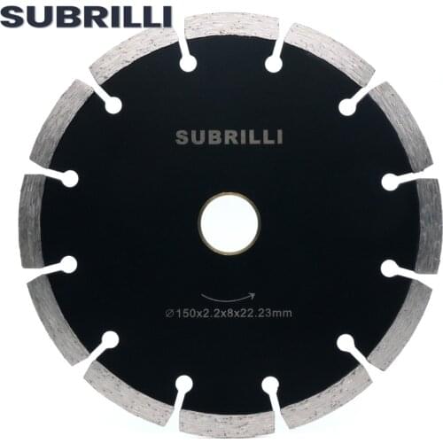 SUBRILLI 6” Diamond Cutting Disc Grinder Porcelain Circular Saw 150mm Segment Diamond Blade 22.23mm Arbor for Stone Concrete Til