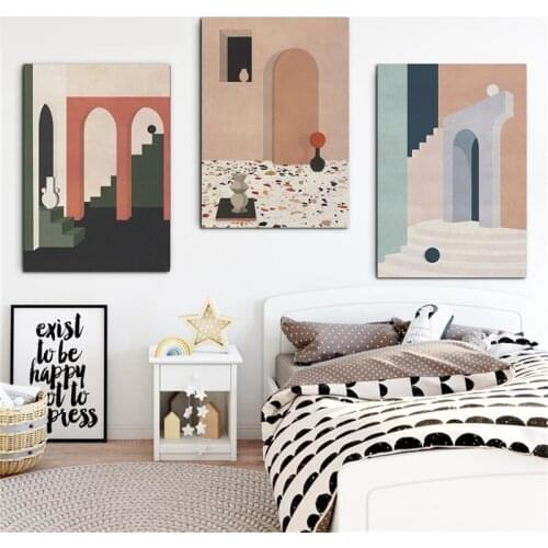 Geometric Wall Art Poster Morandi Color Abstract Paintings Modern Decorative Pastel Prints Set Nordic Poster Living Room