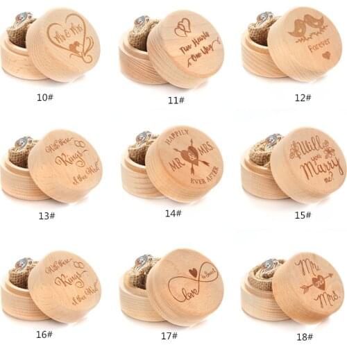 HobbyLane 18 Styles Creative Wooden Marriage Ring Box Holder Wedding Ring Case Wedding Commemorative Ring Storage Box