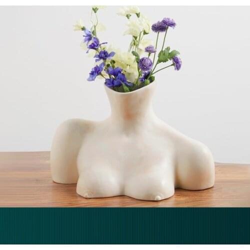 NORDIC STYLE ARTS GIRL BUST VASE MANNEQUIN ABSTRACT HUMAN BODY DECORATIVE ORNAMENTS RESIN FLOWER POT HOME DECORATION R5369