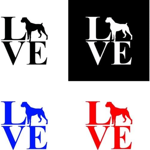 Creative LOVE Boxer Dog Car Stickers Laptop Accessories KK Vinyl Motorcycle Decal Styling Waterproof Sunscreen PVC 12cm*12cm