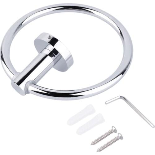 2020Stainless Steel Round Towel Holder Self Adhesive Towel Rings Wall Mounted Hand Towel Rails for Kitchen Bathroom