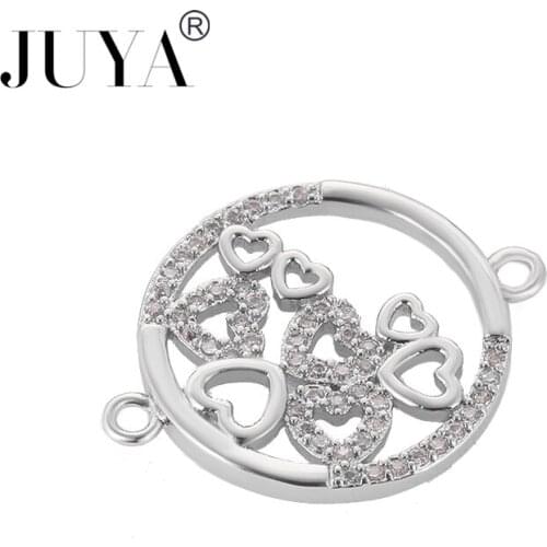 Round Circle With Hearts Pendant Charms Rose Gold Platinum Color Hand Made Diy jewelry Findings Connectors For Jewelry Making