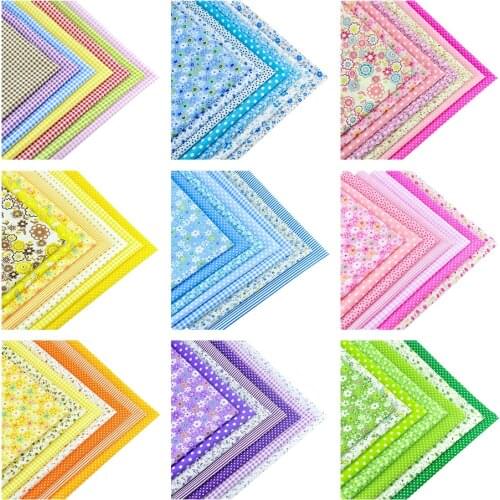 Mix 7PCS Cotton Fabric Different Color Lovely Check Design Crafts Home Textiles Tissue Scrapbooking Tecido Patchwork Quilting
