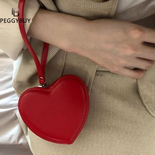 Fashion Heart Shaped Mini Money Purse Women Handbag Top-handle Bag Female Clutch Purse Ladies Street Party Wristlet