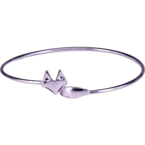 Fashion Fox With Tail Open Bracelet Adjustable Bangles for Women Valentines Day Gift
