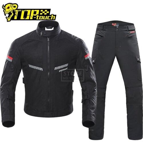 DUHAN Mens Motorcycle Jacket Breathable Motocross Chaqueta Moto Mesh Jacket Pants Riding Motorcycle With Removable Protector