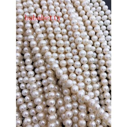 New 6-8mm Natural Freshwater White Pearl Loose Beads 15"