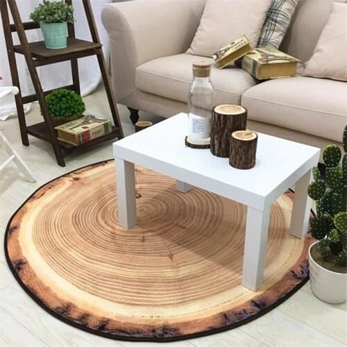 New Round Carpet Wood Grain Creative Personality Bedroom Living Room Decoration Floor Mat