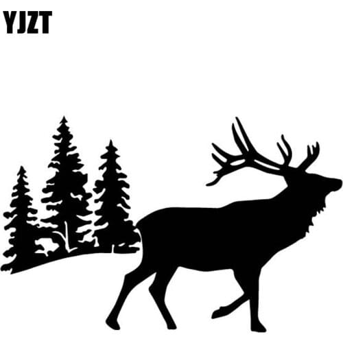 YJZT 17.2CM*10.9CM Deer In The Woods Decorate Car Door Car Stickers Vinyl Decal Black/Silver C4-1942