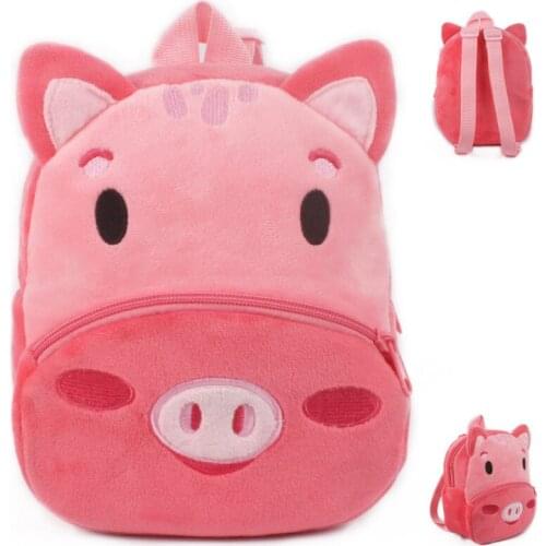 1-3 Years Cartoon Animal Pig Plush Backpack Kids Boy Girl School Bag Christmas Toy Gift
