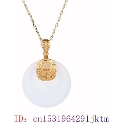 White Jade Doughnut Pendant Amulet Jewelry Zircon Necklace Gifts Gemstone Women Chalcedony Natural Charm Fashion 925 Silver