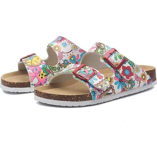 Casual Soft Cork Slippers Women Men Summer Beach Slide Sandals Flip Flops Cartoon Cat Comfort Boys Girls Couples Outside Shoes