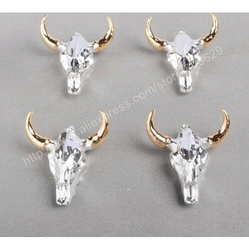 BOROSA Gold Silver Plated Two Tone Longhorn resin horn cattle pendants, bull cattle pendants Pendant G0844