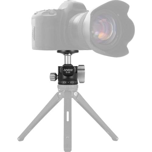 Andoer CNC Machining Double Notch Ball Head Mini Ballhead Low Center of Gravity for Tripod Monopod for Canon Nikon Sony DSLR