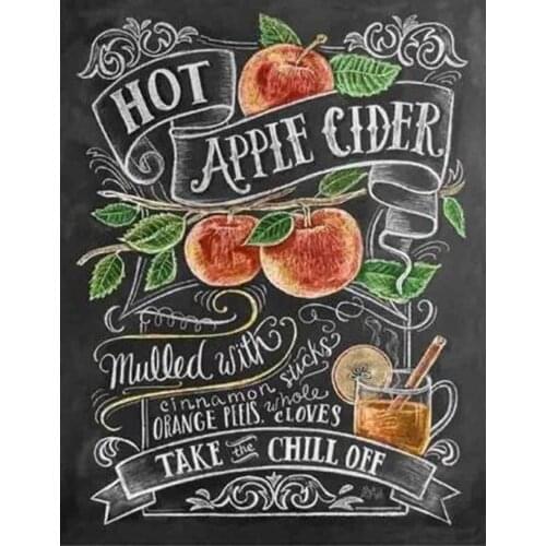 JMINE Div 5D Chalkboard Blackboard Apple Full Diamond Painting cross stitch kits art Scenic 3D paint by diamonds