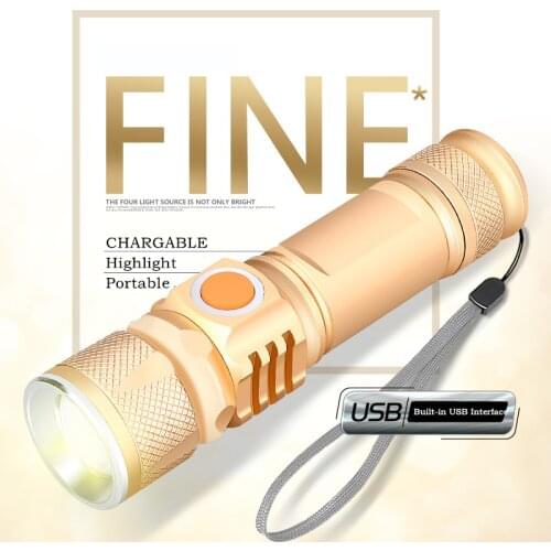 Led Waterproof Zoom flashlight USB Rechargeable torchflashlight Working lamp lanterns Built-in battery for Camping 6000LM XML