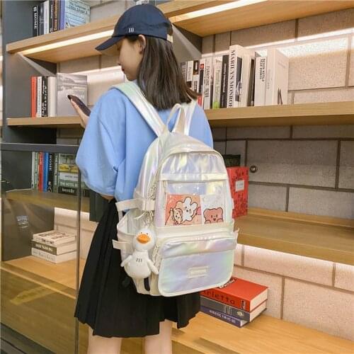 Large Capacity Women Backpack Fashion Schoolbag Backpack for Teenager Girls Female High School College Student Fluorescence Bags