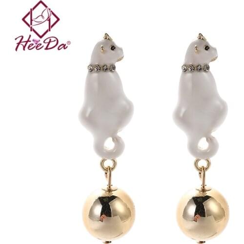 Womens Trendy Creative Animal Stud Earrings 2021 New Fashion Personality White Cat Ear Accessories Lady Unique Jewelry