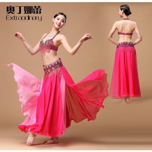 2017 Sale Women High Grade Stage Performance Bellydance Costumes New Belly Dance Bra+belt+skirt Suits Wj00081 + Q00586