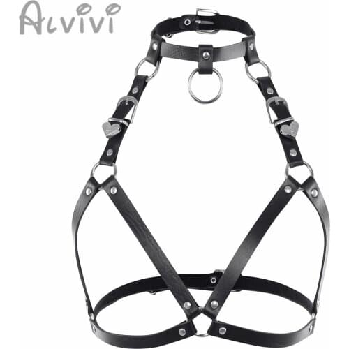 Alvivi Women Choker Harness Body Bust Chest Bra Adjustable Body Chest Harness Caged Bondage Belt Straps Top Punk Club Wear Hot