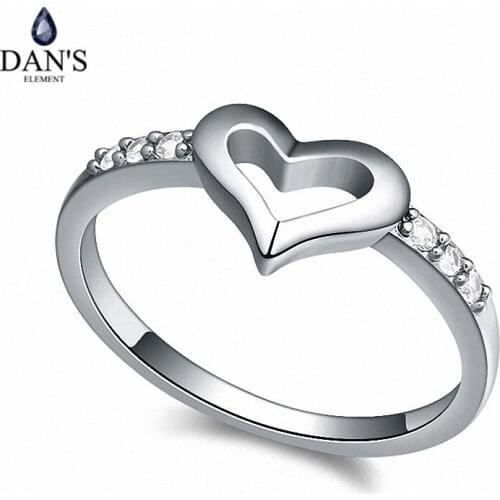 DANS Real Austrian Crystals Brand AAA Zirconia Micro Inlays Fashion Ring for women New Heart 108627White
