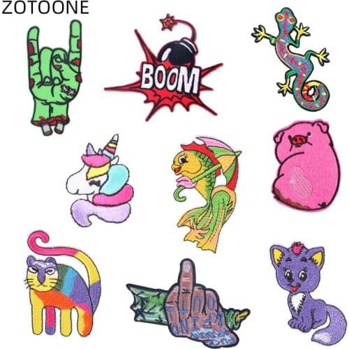ZOTOONE Sew on Patch Heat Transfer Iron on Badge for Clothes Jeans DIY Embroidered Finger Cat Dog Patches for Kids Applique G